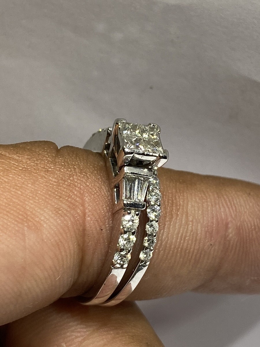 IKS 14k White Gold Natural Diamond Engagement Ring with