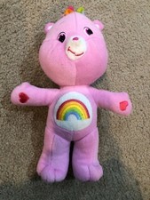 Care Bears Pink Rainbow Cheer Bear 2007 Plush 12 Nanco Collectible Toy Animal