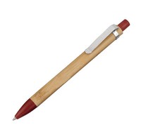 Holz-Kugelschreiber Aus Bambus / Farbe: Rot