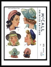 McCall 972 Fabric Hats Sewing PATTERN GIRL KIDS Millinery Toddler 21" Or 22"