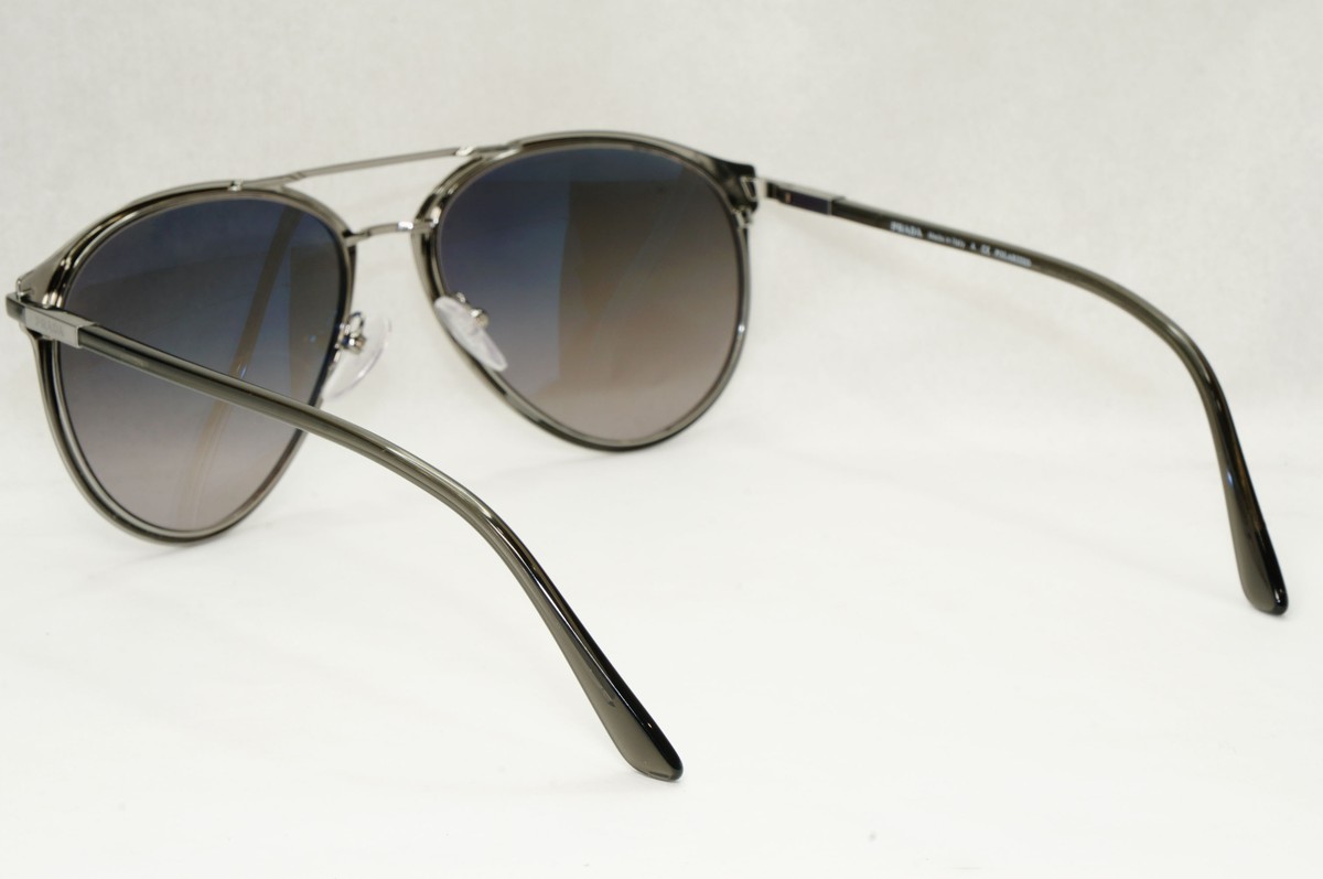 Prada PR51WS Pilot Sunglasses Prada Matte Black Grey Polarized Lens PRADA SPR 51W 07F731 - Optics Online main image 4