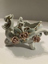 SECOR IL.CENTENIAL 1857-1957  CERAMIC CART WITH ROSES