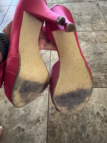 Michelangelo "Maribelle" Size 7.5 M Pink Satin Peep Toe High Heel Platform - Picture 9 of 9