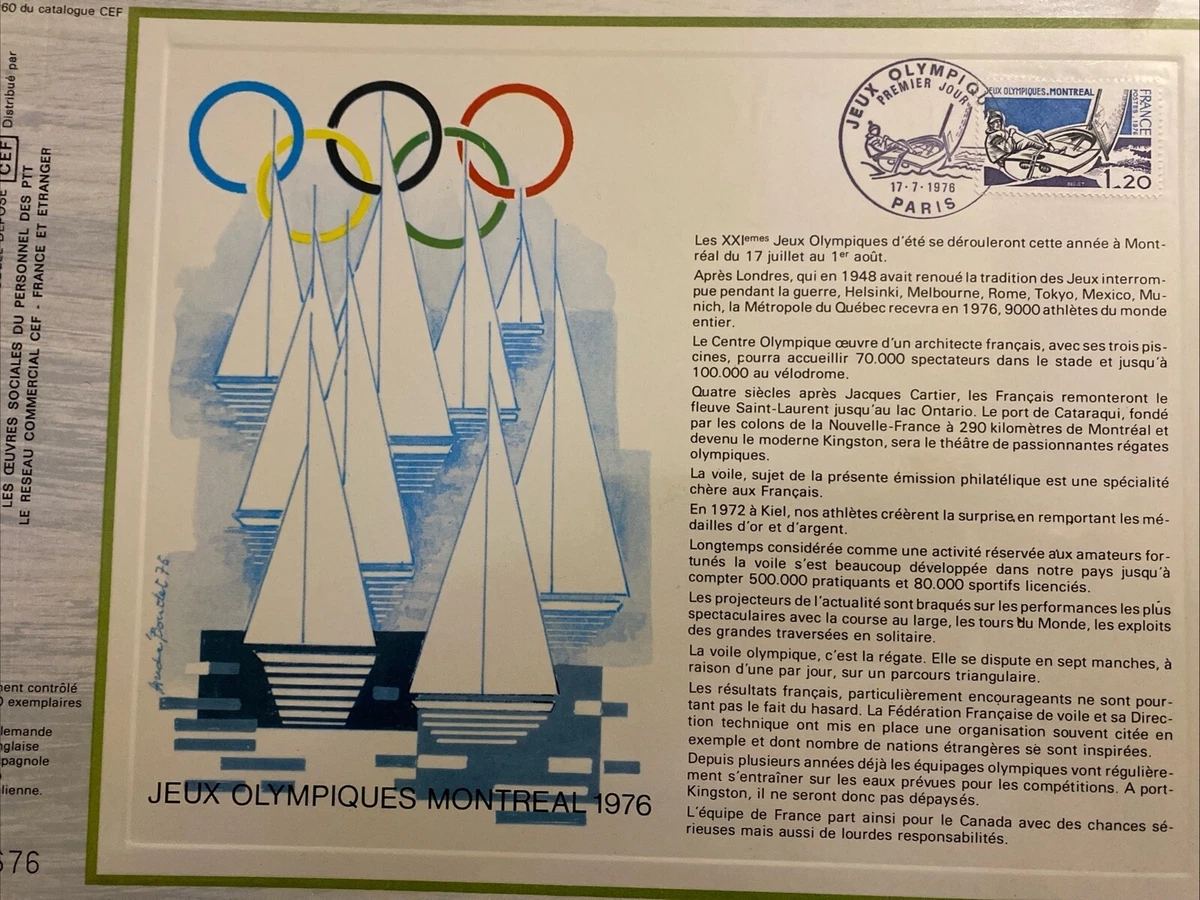 Enveloppe Premier Jour FDC - Jeux Olympiques Montréal 1976 - La Voile (Ref. 9039)