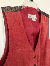 Vintage Unisex Arizona Red Leather Vest - Western Button-Up Vest Size Large