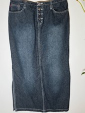 Zana Di Long Denim Skirt 36" Long Ladies Button Down Pockets 2 Slits Size 7