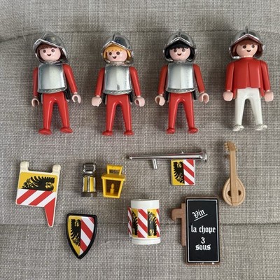 Vintage 1974 Playmobi Geobra Knights Figures Lot Medieval Jousting 4 Figures