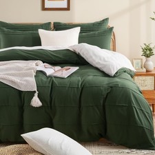 100 Organic Cotton Duvet Cover King Size, Pleated Textured Duvet Cover Set