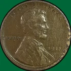 1917-S Lincoln Wheat Cent Extremely Fine XF Coin, Woodgrain Error #42484