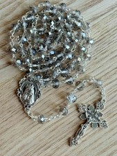 Crystal Glass Bead Silver Metal Holy Rosary for Catholic Church Pray Gift