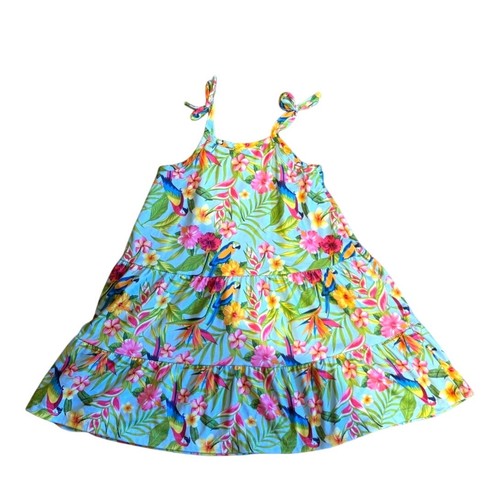 Girl's Tommy Bahama Tiered Sun Dress Parrots & Birds of Paradise Size 4T, EUC - Picture 2 of 4