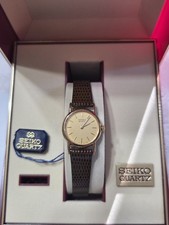 Seiko Watch Women 20mm Gold Dial Gold Tone Round 2y00-0A19 New Battery Needed