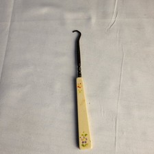Vintage Floral Celluloid Handle Button Hook Tool