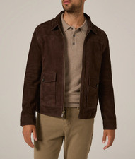 Leder Trucker Jacke für Herren Dunkelbraun Reines Wildleder Alle Größen S M L...