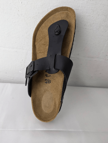 Birkenstock SINGLE LEFT SHOE Gizeh Birko-Flor Sandal Leather Black Shoes Sz EU 4 - Picture 2 of 5