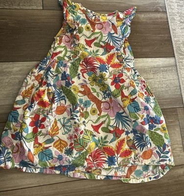 Mini Boden Birds  Dress Pockets Girls 5/6 Flutter Steeve