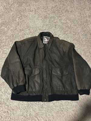 Vintage ARGUS Mens Genuine Leather A-2 Flight Bomber Jacket - Large