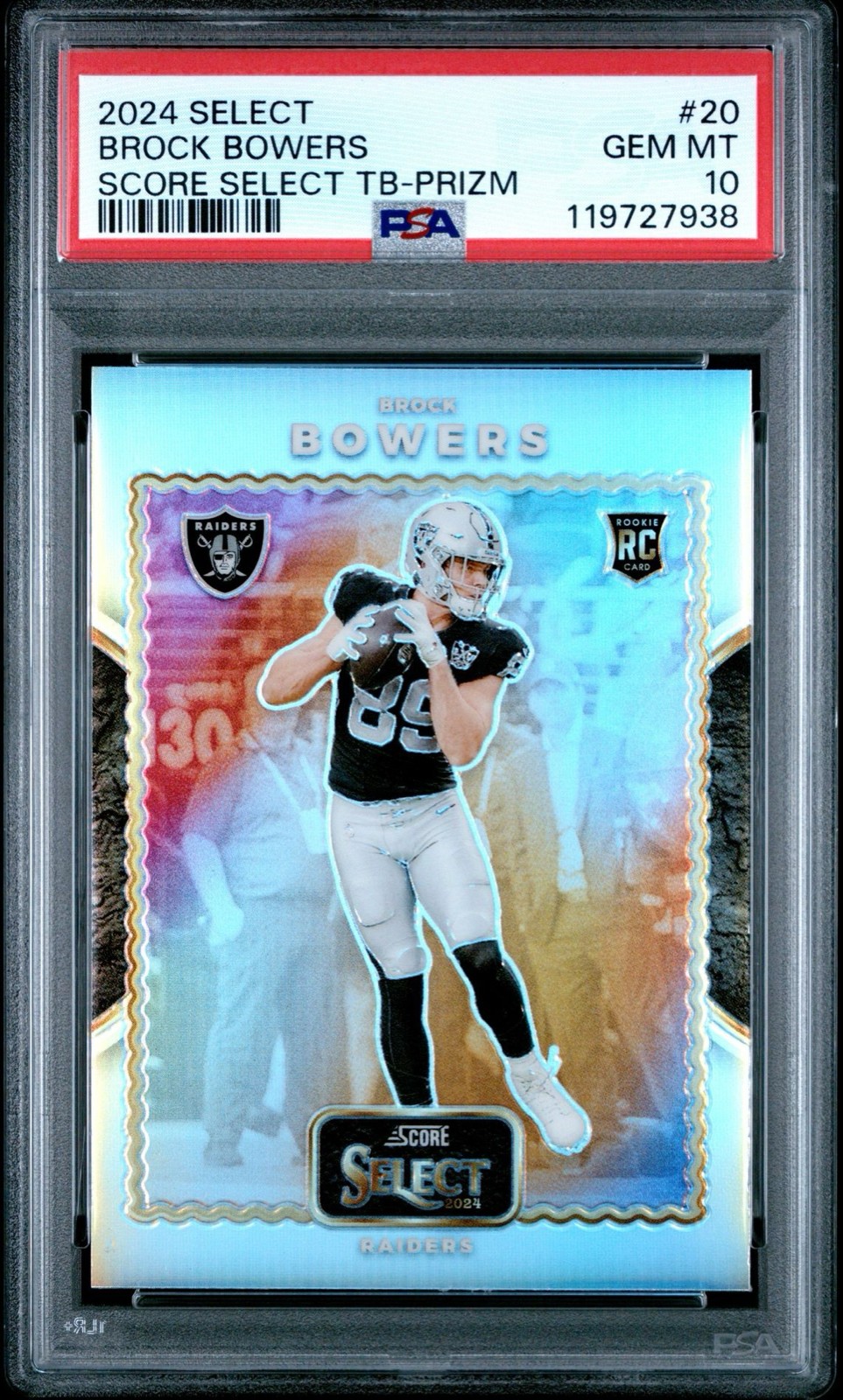 Brock Bowers Panini Select Score Select Throwback #20 Prizm