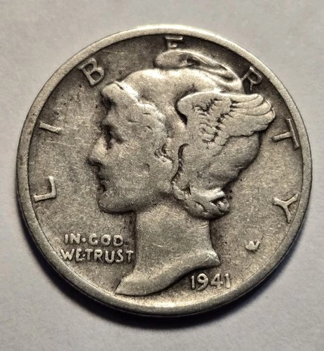 1941 Mercury Dime Very Good - Fine Details 90% Silver Coin - Exact Coin Shown