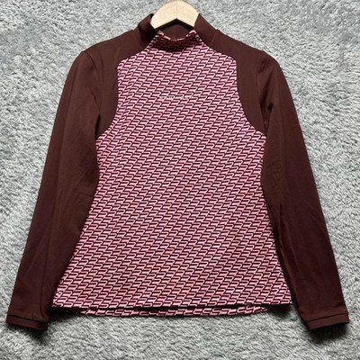 Rohnisch Top Women Medium Red Wine Ellie Performance Mock Neck Fitted Activewear