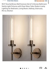 19.5" Knurled Brass Wall Sconces Set of 2, Bronze Bathroom Vanity Light Fixture
