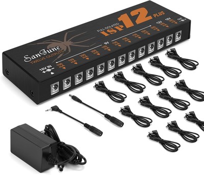 Guitar Isolated Pedal Power Supply 12 DC Outputs Fully ISP12-Plus 