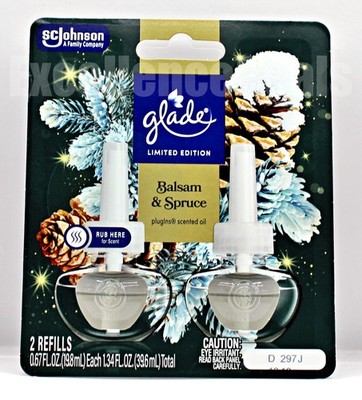 Glade Plugins Scented Oil Limited Edition 2 Pack - BALSAM & SPRUCE Scent - NEW