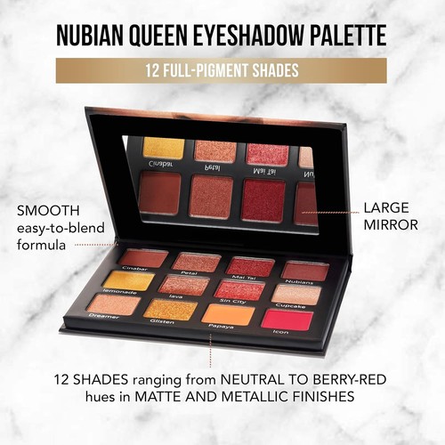 Glamazon Nubian Queen Eyeshadow Palette - 12 Pigmented Shades for All Skin Tones - Picture 5 of 9