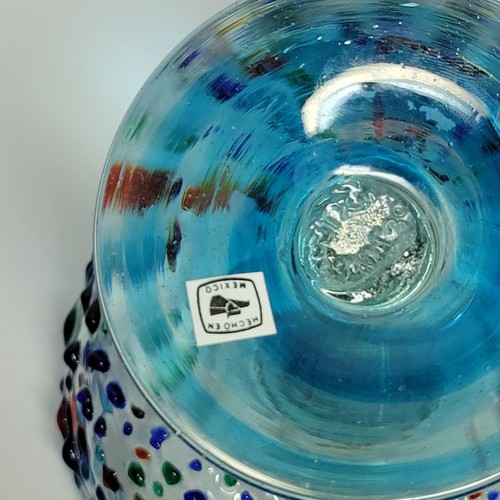 Mexican Hand-Blown Margarita Glasses Colorful Confetti Pebbled Textured Set of 2 - 第 7/21 張圖片