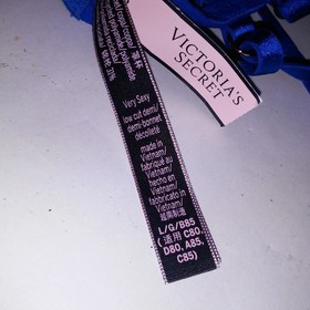 Victoria Secret Bra Set Bra & Panty Low Cut Demi Blue Mesh Strappy Very Sexy New