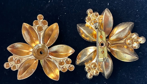 Vintage Lot Of 10 Metal FLOWER Brooch Creation Jewelry Making Findings