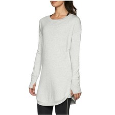 EUC Athleta Coaster Luxe Sweatshirt Dress Fog Gray Heather Size L Zip Pockets