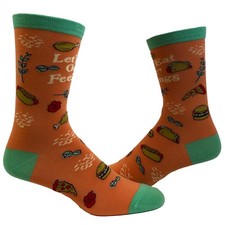Women's Let's Eat Our Feelings Socks Funny Snacks Junk Food Hot Dog Pizza
