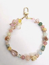 Phone charm wristlet - keychain - bag accessory multicolor beads hand-made