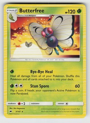 Butterfree 3/147 Rare Burning Shadows Near Mint