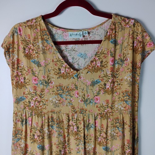 Wunderbares Maxikleid Medium Stufen Blumen Empire Taille Viskose GUC Sommer Boho - Bild 3 von 7