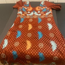 Girls Brown Cotton Blend Kurta Medium Embroidered Feather Motif Short Sleeves