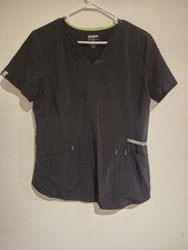 Scrubstar Performance Scrub Top JET BLACK Size XS Women's Stretch Spandex Pocket