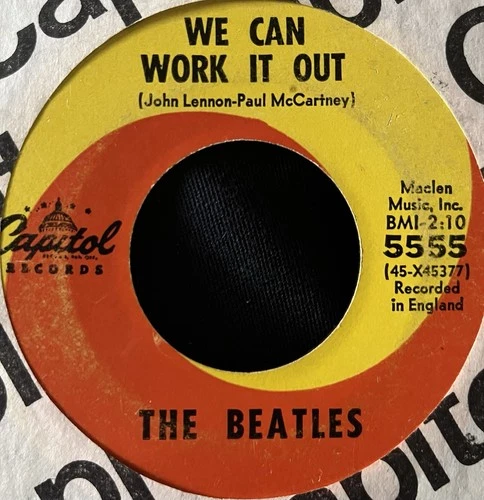 Beatles 1965 We Can Work It Out / Day Tripper Capitol Yellow/Orange Swirl 45 RPM