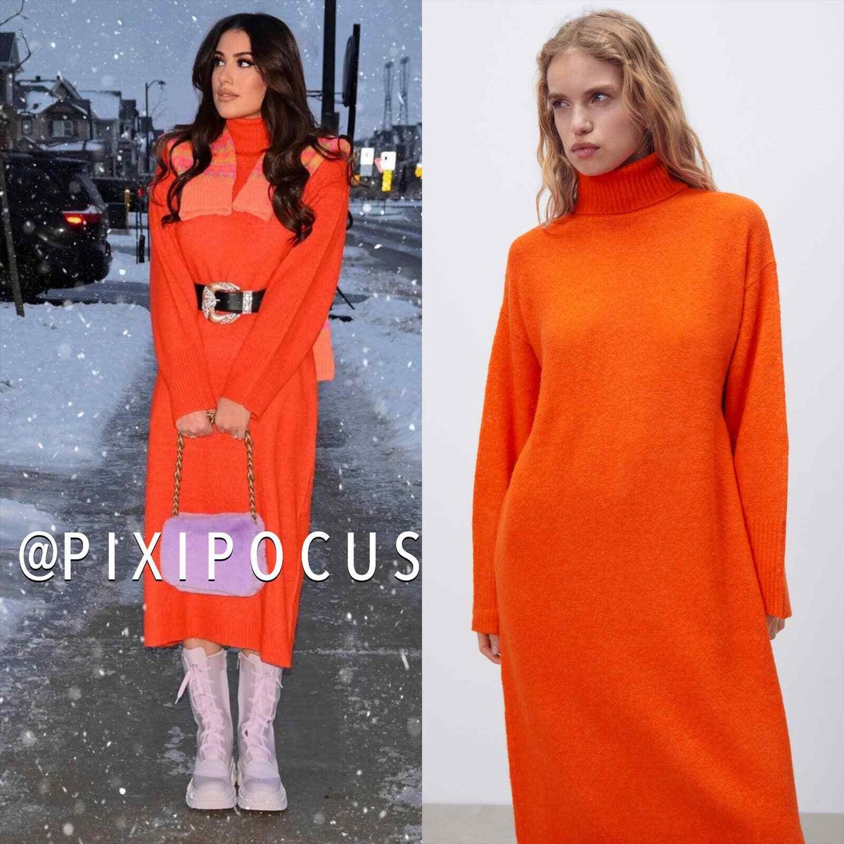 ZARA NEW OVERSIZED KNIT SWEATER DRESS MIDI ORANGE fits M ZARA NEW OVERSIZED KNIT SWEATER DRESS MIDI ORANGE fits M