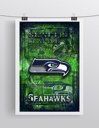 SEATTLE SEAHAWKS Poster, Seattle Seahawks NFL Free Shipping Us - Picture 2 of 6
