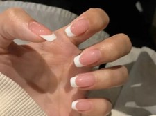 24 New Press on Nails Kit w glue Short french mani white tip nude