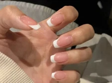 24 New Press on Nails Kit w glue Short french mani white tip nude 