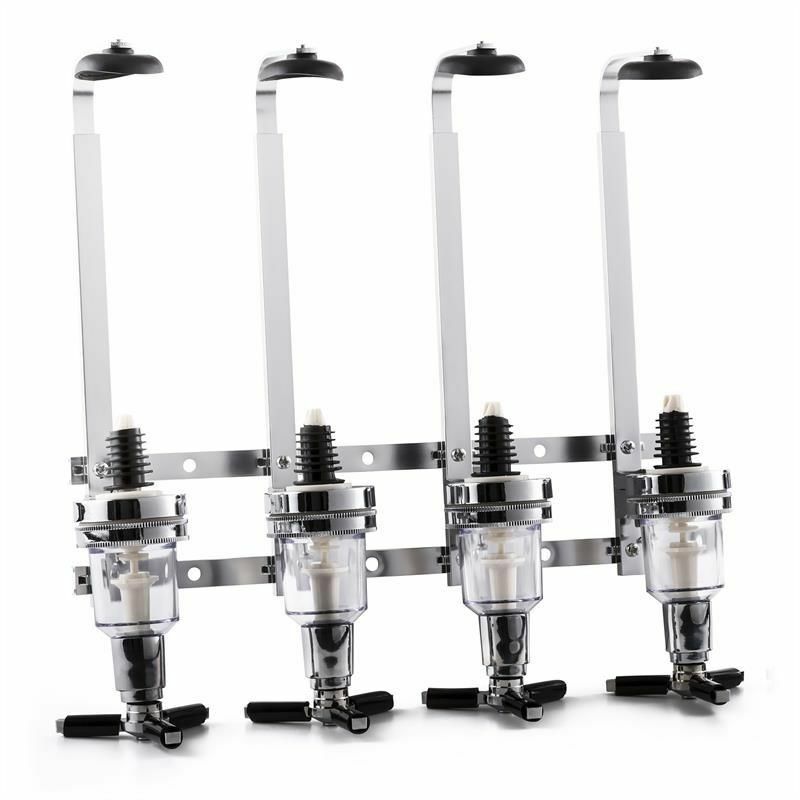 Stainless Steel Rotary Wall Mount 4 Bottle Stand Drinks Dispenser Bar Spirits
