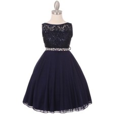 NAVY BLUE Size 2 Flower Girl Dress Formal Birthday Party Special Occasions