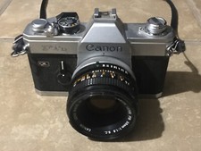 Canon FTb QL 35mm SLR Film Camera 50mm FD f1.8 Lens Used Works