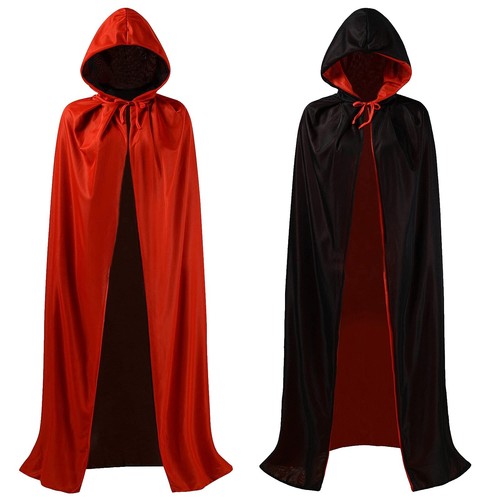 Unisex Long Velvet Hooded Cloak - Halloween Cosplay Cape (Multiple Colors & Sizes, 43-71 Inches)