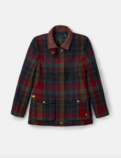 Joules Tweed Field Coat - Red Tweed Sz 10 Rrp£259 Freeukp&p *save £100 On Rrp