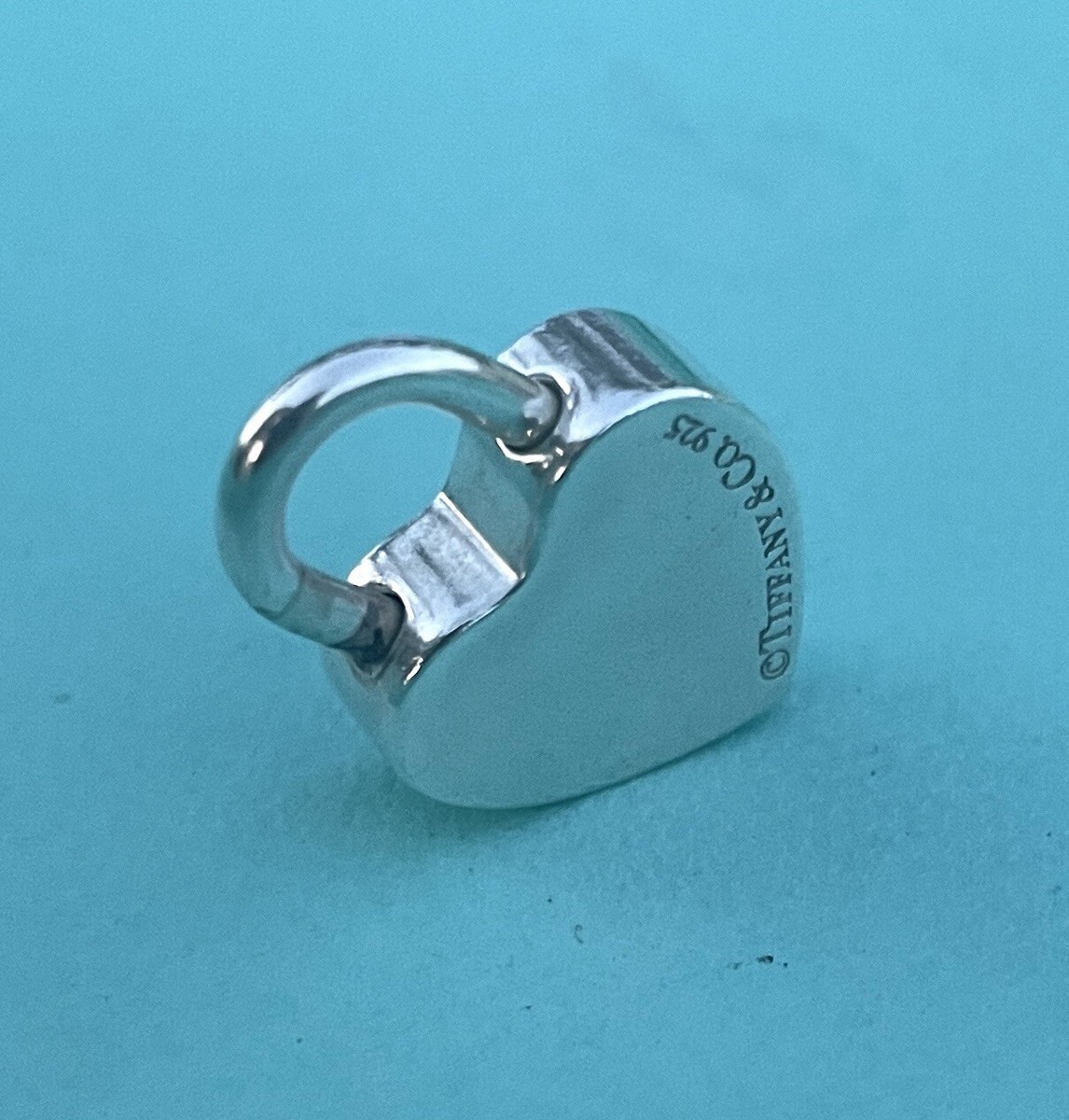 Tiffany & Co Silver Heart XOXO Kiss Lock Padlock Charm 4 Necklace