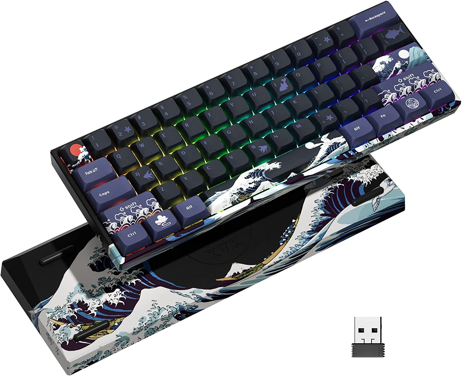 XVX 60% Gaming Keyboard, Rechargeable RGB Wireless Mechanical Keyboard, Mini 60-image